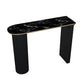 Faux Marble Bistro Bar Table Double Pedestal Bar Table for Living Room 55.1"L x 15.7"W x 41.3"H Black Without Chairs Clearhalo 'Bar Furniture' 'Bar Tables' 'bar_tables' 'furn' 'furn_bar_tables' 'Furniture' 'Kitchen & Dining Furniture' 6748590