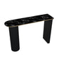 Faux Marble Bistro Bar Table Double Pedestal Bar Table for Living Room 63"L x 15.7"W x 41.3"H Black Without Chairs Clearhalo 'Bar Furniture' 'Bar Tables' 'bar_tables' 'furn' 'furn_bar_tables' 'Furniture' 'Kitchen & Dining Furniture' 6748591