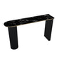 Faux Marble Bistro Bar Table Double Pedestal Bar Table for Living Room 70.9"L x 15.7"W x 41.3"H Black Without Chairs Clearhalo 'Bar Furniture' 'Bar Tables' 'bar_tables' 'furn' 'furn_bar_tables' 'Furniture' 'Kitchen & Dining Furniture' 6748592