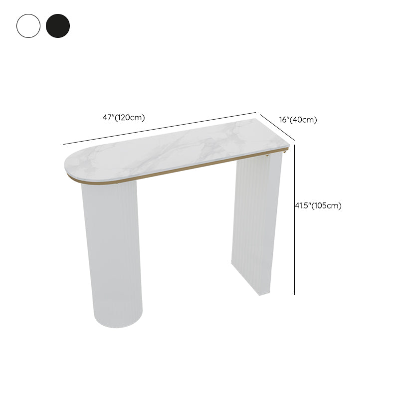 Faux Marble Bistro Bar Table Double Pedestal Bar Table for Living Room Clearhalo 'Bar Furniture' 'Bar Tables' 'bar_tables' 'furn' 'furn_bar_tables' 'Furniture' 'Kitchen & Dining Furniture' 6748594