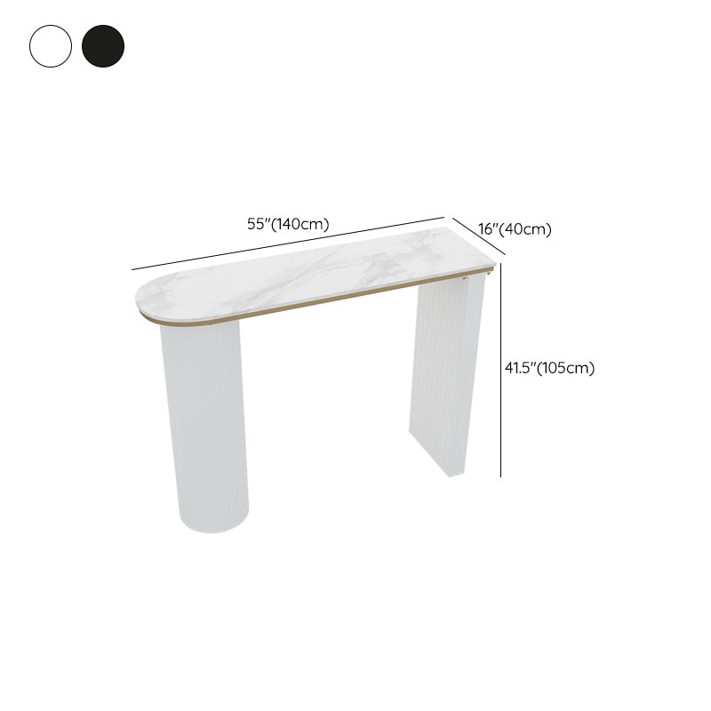 Faux Marble Bistro Bar Table Double Pedestal Bar Table for Living Room Clearhalo 'Bar Furniture' 'Bar Tables' 'bar_tables' 'furn' 'furn_bar_tables' 'Furniture' 'Kitchen & Dining Furniture' 6748595