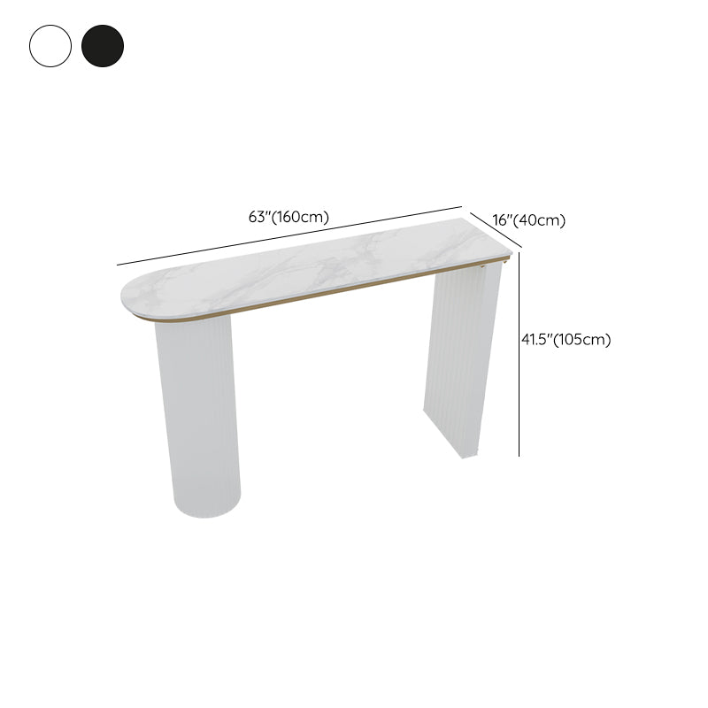 Faux Marble Bistro Bar Table Double Pedestal Bar Table for Living Room Clearhalo 'Bar Furniture' 'Bar Tables' 'bar_tables' 'furn' 'furn_bar_tables' 'Furniture' 'Kitchen & Dining Furniture' 6748596