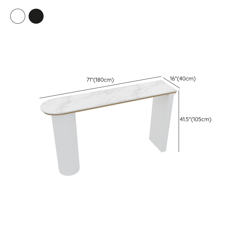Faux Marble Bistro Bar Table Double Pedestal Bar Table for Living Room Clearhalo 'Bar Furniture' 'Bar Tables' 'bar_tables' 'furn' 'furn_bar_tables' 'Furniture' 'Kitchen & Dining Furniture' 6748597