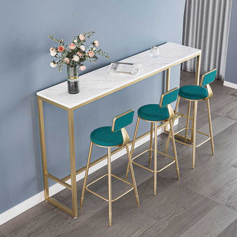 Faux Marble Bistro Bar Table Rectangle Trestle Bar Table for Living Room 70.9"L x 15.7"W x 41.3"H Without Chairs Clearhalo 'Bar Furniture' 'Bar Tables' 'bar_tables' 'furn' 'furn_bar_tables' 'Furniture' 'Kitchen & Dining Furniture' 6748599
