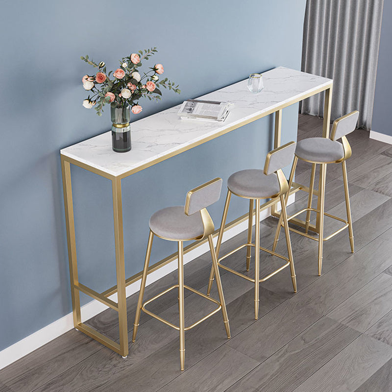 Faux Marble Bistro Bar Table Rectangle Trestle Bar Table for Living Room 63"L x 15.7"W x 41.3"H Without Chairs Clearhalo 'Bar Furniture' 'Bar Tables' 'bar_tables' 'furn' 'furn_bar_tables' 'Furniture' 'Kitchen & Dining Furniture' 6748600