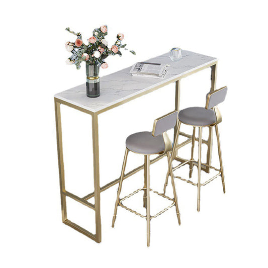 Faux Marble Bistro Bar Table Rectangle Trestle Bar Table for Living Room Clearhalo 'Bar Furniture' 'Bar Tables' 'bar_tables' 'furn' 'furn_bar_tables' 'Furniture' 'Kitchen & Dining Furniture' 6748602