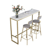 Faux Marble Bistro Bar Table Rectangle Trestle Bar Table for Living Room Clearhalo 'Bar Furniture' 'Bar Tables' 'bar_tables' 'furn' 'furn_bar_tables' 'Furniture' 'Kitchen & Dining Furniture' 6748602