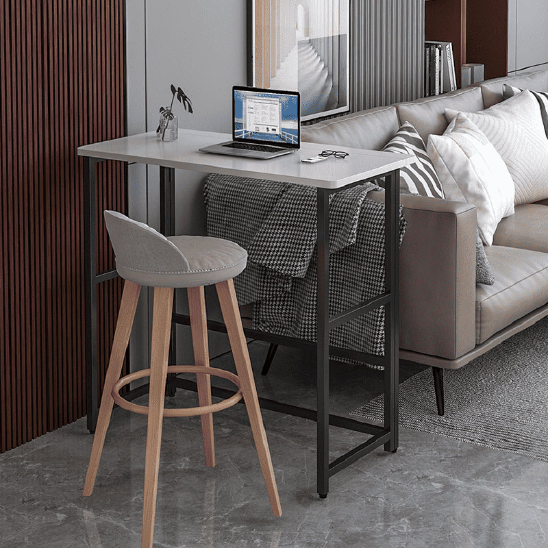Modern Folding Bistro Bar Table Rectangle Metal Base Bar Table 31"L x 16"W x 43"H White-Black Without Chairs Clearhalo 'Bar Furniture' 'Bar Tables' 'bar_tables' 'furn' 'furn_bar_tables' 'Furniture' 'Kitchen & Dining Furniture' 6748610