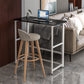 Modern Folding Bistro Bar Table Rectangle Metal Base Bar Table 31"L x 16"W x 43"H Black-White Without Chairs Clearhalo 'Bar Furniture' 'Bar Tables' 'bar_tables' 'furn' 'furn_bar_tables' 'Furniture' 'Kitchen & Dining Furniture' 6748611