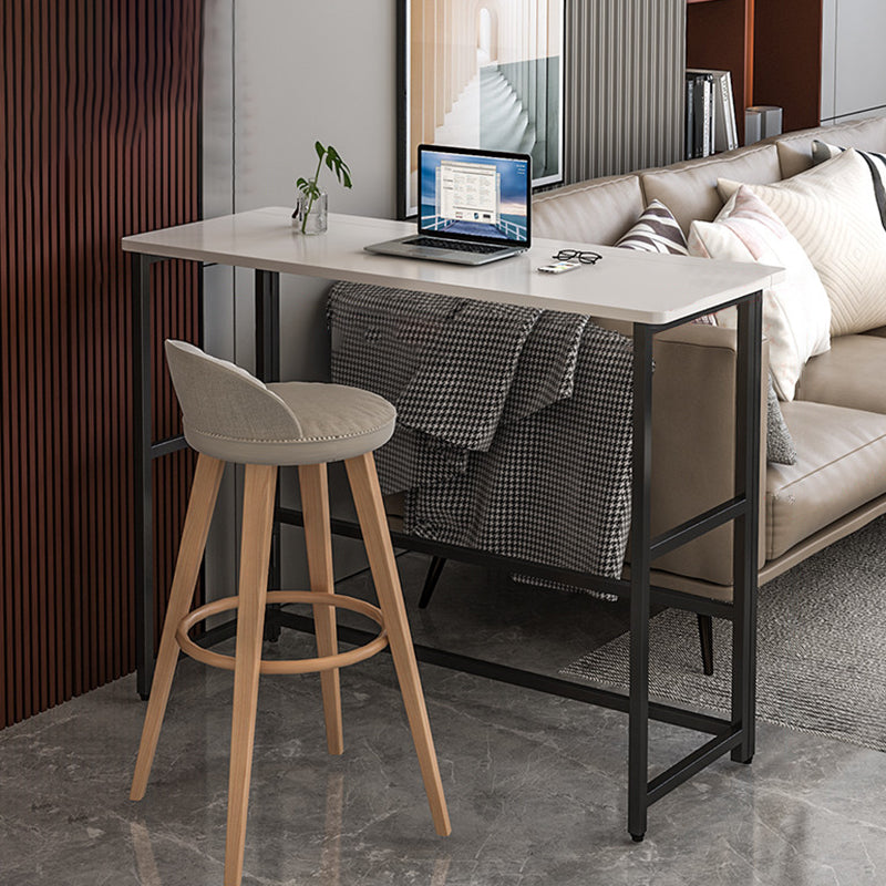 Modern Folding Bistro Bar Table Rectangle Metal Base Bar Table 39.4"L x 19.7"W x 42.5"H White-Black Without Chairs Clearhalo 'Bar Furniture' 'Bar Tables' 'bar_tables' 'furn' 'furn_bar_tables' 'Furniture' 'Kitchen & Dining Furniture' 6748614