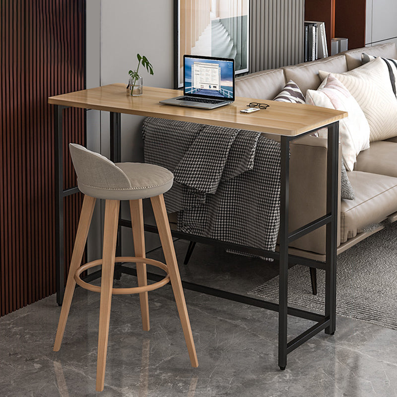 Modern Folding Bistro Bar Table Rectangle Metal Base Bar Table 39.4"L x 19.7"W x 42.5"H Natural Wood Black Without Chairs Clearhalo 'Bar Furniture' 'Bar Tables' 'bar_tables' 'furn' 'furn_bar_tables' 'Furniture' 'Kitchen & Dining Furniture' 6748616