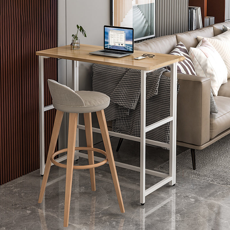 Modern Folding Bistro Bar Table Rectangle Metal Base Bar Table 31"L x 16"W x 43"H Natural Wood White Without Chairs Clearhalo 'Bar Furniture' 'Bar Tables' 'bar_tables' 'furn' 'furn_bar_tables' 'Furniture' 'Kitchen & Dining Furniture' 6748617