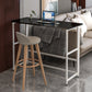 Modern Folding Bistro Bar Table Rectangle Metal Base Bar Table 39.4"L x 19.7"W x 42.5"H Black-White Without Chairs Clearhalo 'Bar Furniture' 'Bar Tables' 'bar_tables' 'furn' 'furn_bar_tables' 'Furniture' 'Kitchen & Dining Furniture' 6748623