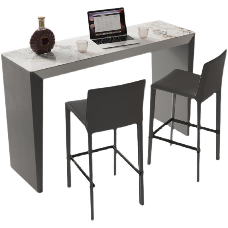 Sintered Stone Bistro Bar Table Modern Double Pedestal Bar Table for Home Clearhalo 'Bar Furniture' 'Bar Tables' 'bar_tables' 'furn' 'furn_bar_tables' 'Furniture' 'Kitchen & Dining Furniture' 6748633