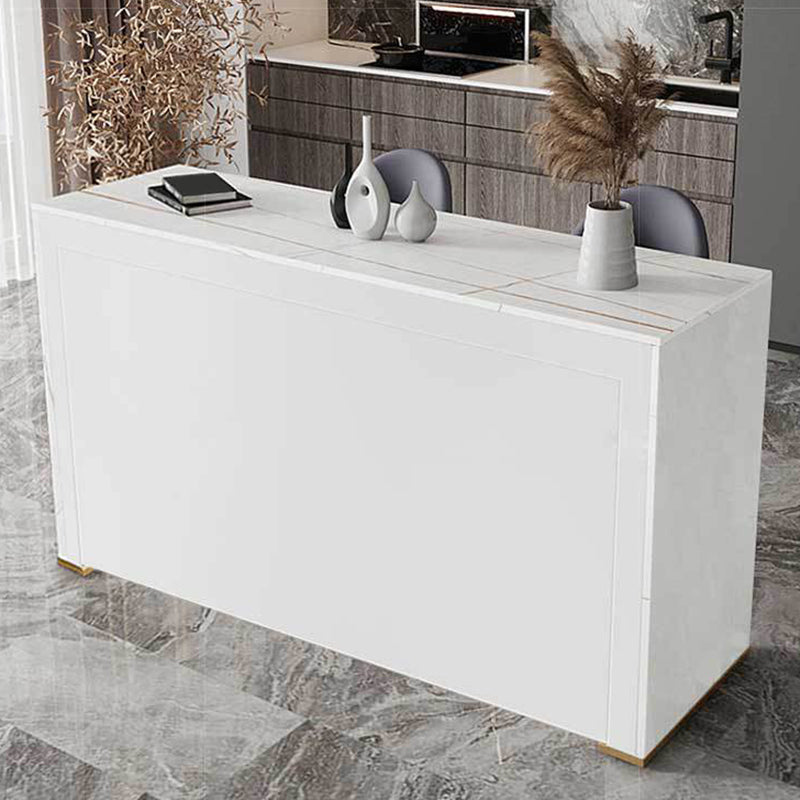 Modern Bistro Bar Table Rectangle Sintered Stone Bar Table for Living Room 70.9"L x 15.7"W x 41.3"H White Without Chairs Clearhalo 'Bar Furniture' 'Bar Tables' 'bar_tables' 'furn' 'furn_bar_tables' 'Furniture' 'Kitchen & Dining Furniture' 6748662