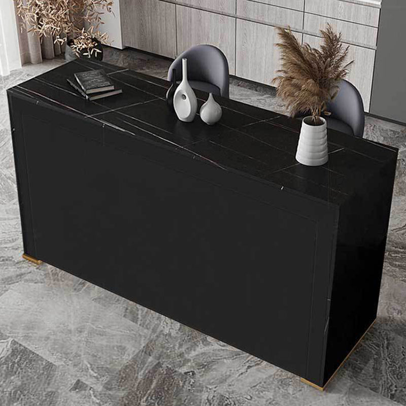 Modern Bistro Bar Table Rectangle Sintered Stone Bar Table for Living Room 63"L x 15.7"W x 41.3"H Black Without Chairs Clearhalo 'Bar Furniture' 'Bar Tables' 'bar_tables' 'furn' 'furn_bar_tables' 'Furniture' 'Kitchen & Dining Furniture' 6748664