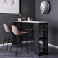 Mesa de bar de piedra sinterizada industrial, mesa de bar con base metálica rectangular, con almacenamiento