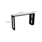 Mesa de bar de piedra sinterizada industrial, mesa de bar con base metálica rectangular, con almacenamiento