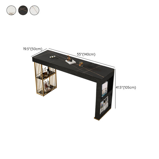 モダンな長方形ビストロバーテーブル焼結ストーンストレージバーテーブル