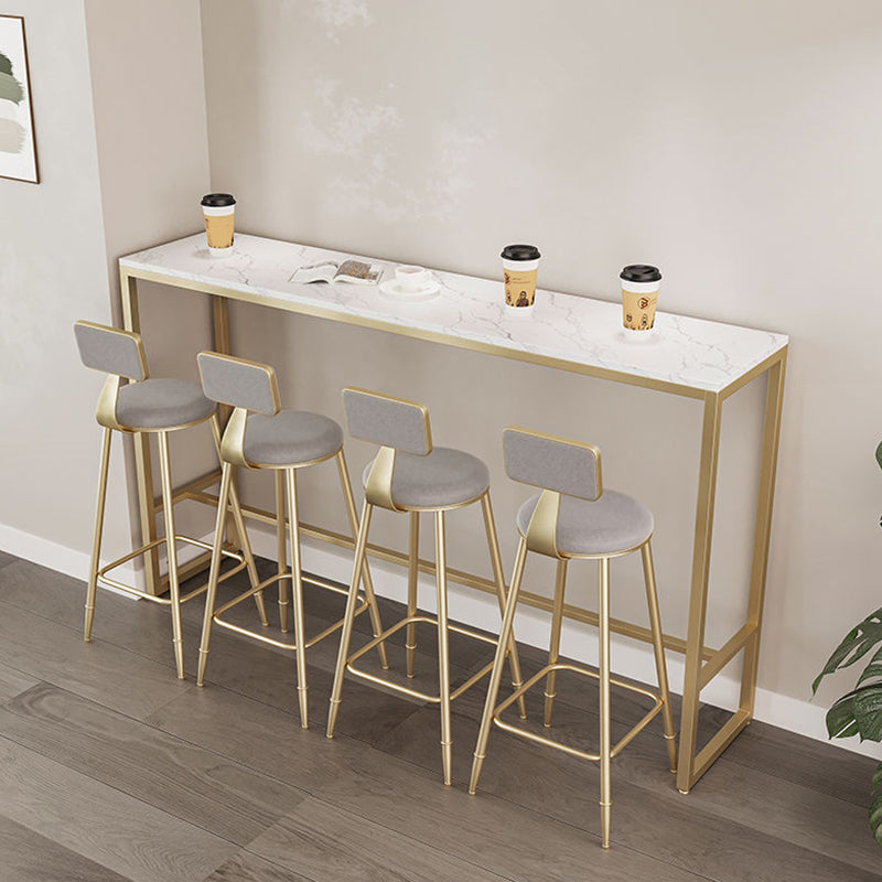 Modern Footrest Bistro Bar Table Rectangle Trestle Bar Table for Dining Room 70.9"L x 15.7"W x 41.3"H Gold Without Chairs Clearhalo 'Bar Furniture' 'Bar Tables' 'bar_tables' 'furn' 'furn_bar_tables' 'Furniture' 'Kitchen & Dining Furniture' 6748701