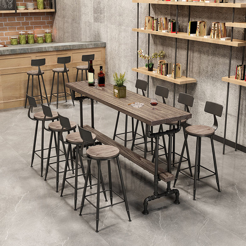 Solid Wood Bistro Bar Table Rectangle Black Base Bar Table for Dining Room Clearhalo 'Bar Furniture' 'Bar Tables' 'bar_tables' 'furn' 'furn_bar_tables' 'Furniture' 'Kitchen & Dining Furniture' 6748743