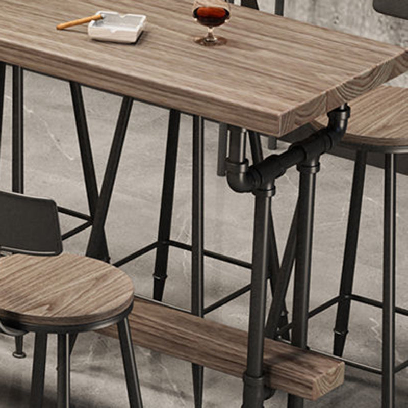 Solid Wood Bistro Bar Table Rectangle Black Base Bar Table for Dining Room Clearhalo 'Bar Furniture' 'Bar Tables' 'bar_tables' 'furn' 'furn_bar_tables' 'Furniture' 'Kitchen & Dining Furniture' 6748748