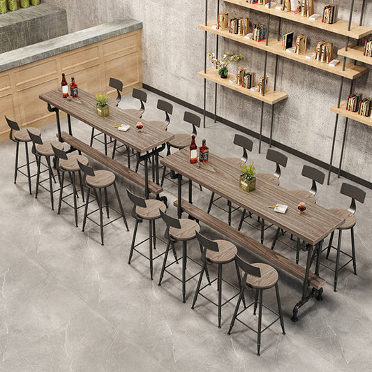 ソリッドウッドビストロバーテーブル長方形の黒いベースバーテーブルダイニングルーム用