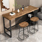 Bistro-Bartisch im industriellen Stil, rechteckiger Massivholz-Bartisch mit Stauraum