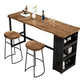 Bistro-Bartisch im industriellen Stil, rechteckiger Massivholz-Bartisch mit Stauraum