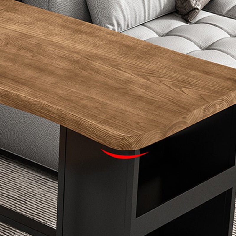 Bistro-Bartisch im industriellen Stil, rechteckiger Massivholz-Bartisch mit Stauraum