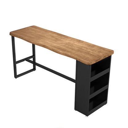 Bistro-Bartisch im industriellen Stil, rechteckiger Massivholz-Bartisch mit Stauraum