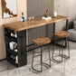 Bistro-Bartisch im industriellen Stil, rechteckiger Massivholz-Bartisch mit Stauraum