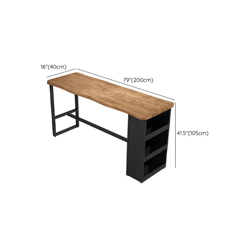 Bistro-Bartisch im industriellen Stil, rechteckiger Massivholz-Bartisch mit Stauraum