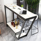 Glam Bistro Bar Table Rectangle Sintered Stone Bar Table for Living Room 63"L x 15.7"W x 41.3"H White-Black Without Chairs Clearhalo 'Bar Furniture' 'Bar Tables' 'bar_tables' 'furn' 'furn_bar_tables' 'Furniture' 'Kitchen & Dining Furniture' 6748780