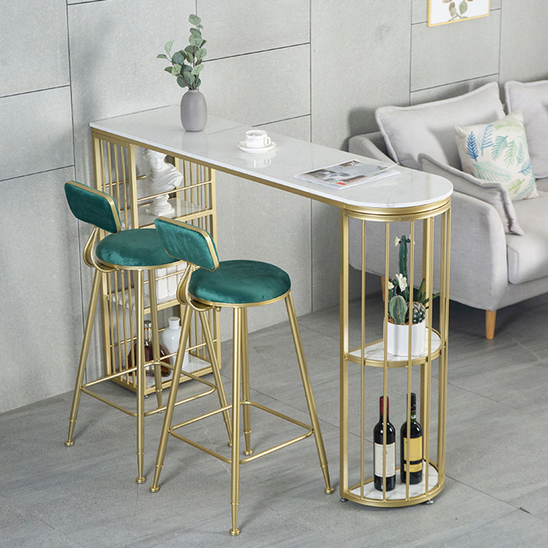 Faux Marble Bistro Bar Table Modern Gold Base Bar Table for Home 70.9"L x 15.7"W x 41.3"H Without Chairs Clearhalo 'Bar Furniture' 'Bar Tables' 'bar_tables' 'furn' 'furn_bar_tables' 'Furniture' 'Kitchen & Dining Furniture' 6748796