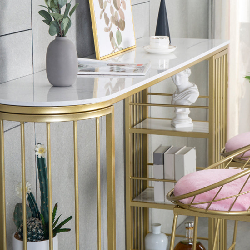 Faux Marble Bistro Bar Table Modern Gold Base Bar Table for Home Clearhalo 'Bar Furniture' 'Bar Tables' 'bar_tables' 'furn' 'furn_bar_tables' 'Furniture' 'Kitchen & Dining Furniture' 6748801