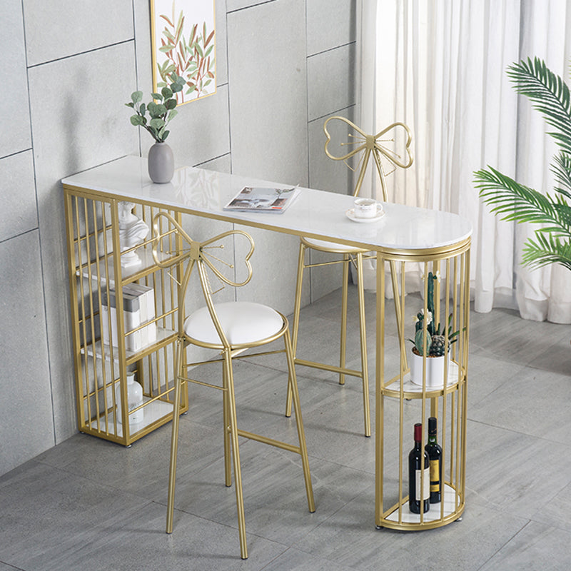 Faux Marble Bistro Bar Table Modern Gold Base Bar Table for Home Clearhalo 'Bar Furniture' 'Bar Tables' 'bar_tables' 'furn' 'furn_bar_tables' 'Furniture' 'Kitchen & Dining Furniture' 6748803