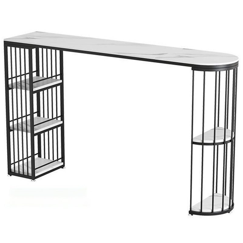 Modern Bistro Bar Table Storage Sintered Stone Bar Table for Living Room White-Black Without Chairs Clearhalo 'Bar Furniture' 'Bar Tables' 'bar_tables' 'furn' 'furn_bar_tables' 'Furniture' 'Kitchen & Dining Furniture' 6748819