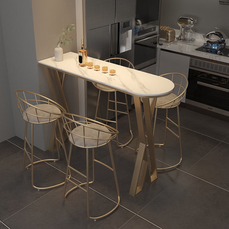 Gesinterde stenen bistro-bartafel Metalen basisstaaftafel voor keuken