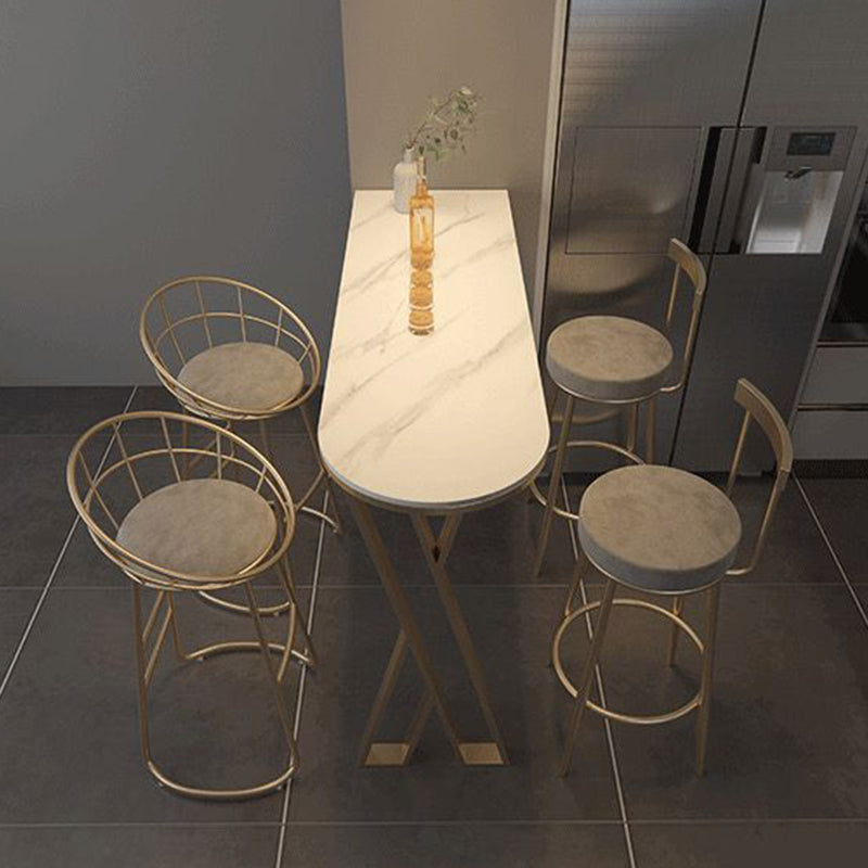 Gesinterde stenen bistro-bartafel Metalen basisstaaftafel voor keuken