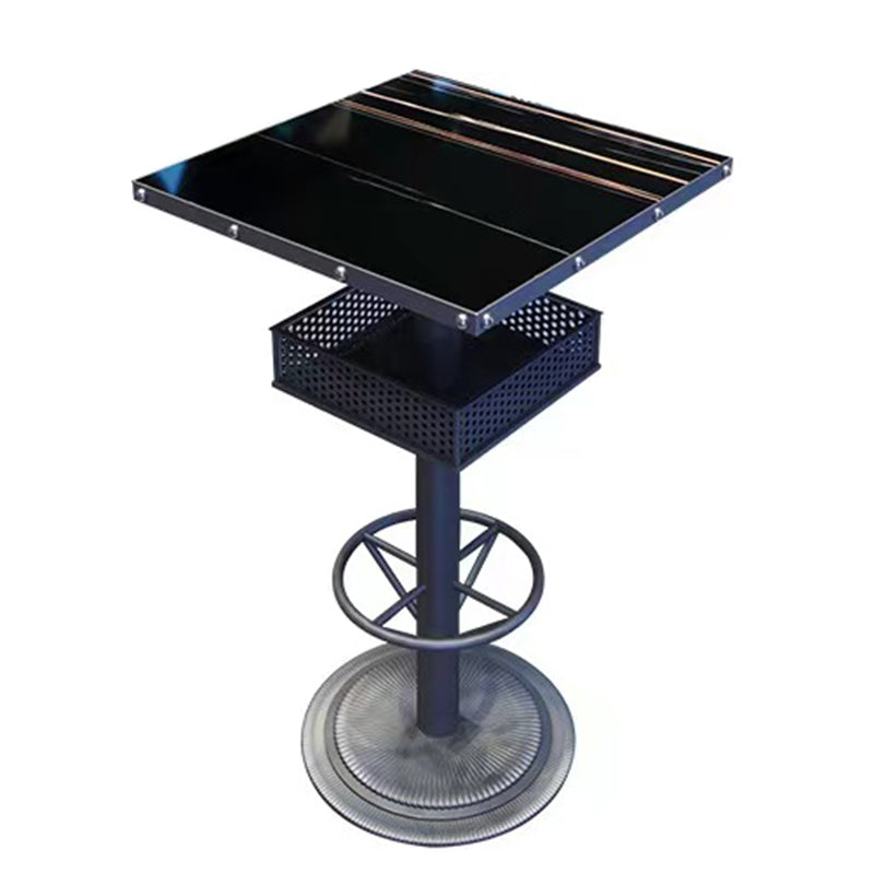Industrial Style Bistro Bar Table Metal Base Bar Table for Bar Square Without Chairs Clearhalo 'Bar Furniture' 'Bar Tables' 'bar_tables' 'furn' 'furn_bar_tables' 'Furniture' 'Kitchen & Dining Furniture' 6748866