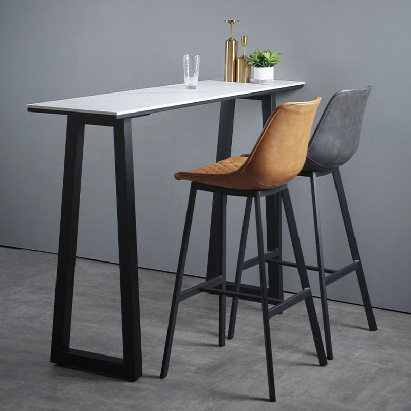 Mesa de bar de piedra sinterizada, mesa de comedor con base de trineo rectangular para cocina y sala de estar
