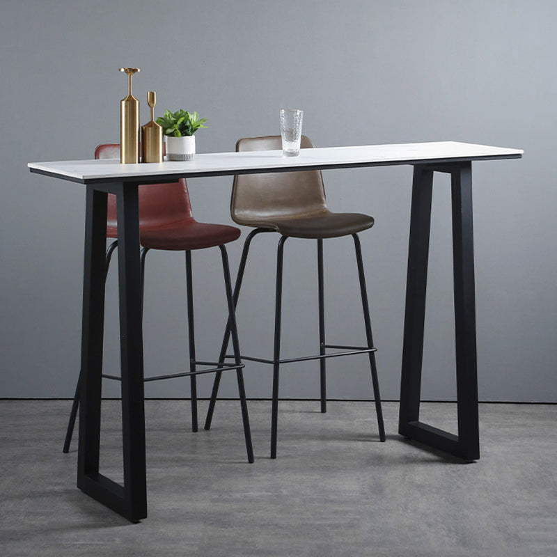 Mesa de bar de piedra sinterizada, mesa de comedor con base de trineo rectangular para cocina y sala de estar