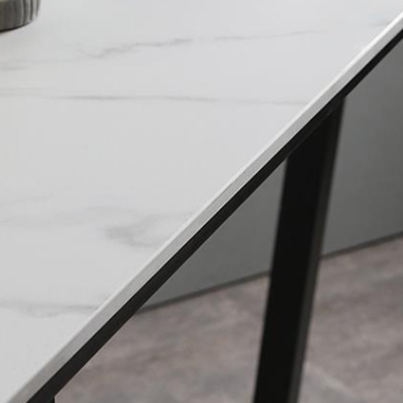 Mesa de bar de piedra sinterizada, mesa de comedor con base de trineo rectangular para cocina y sala de estar