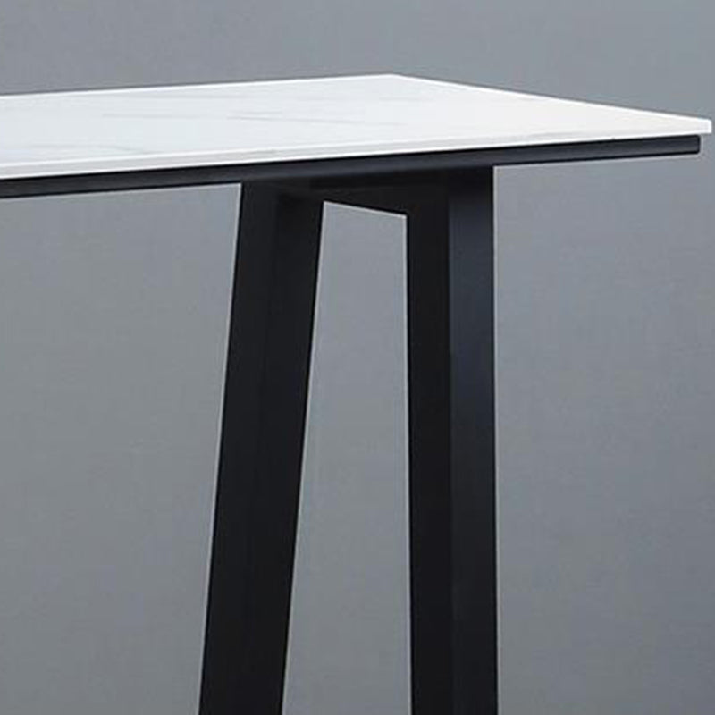Mesa de bar de piedra sinterizada, mesa de comedor con base de trineo rectangular para cocina y sala de estar