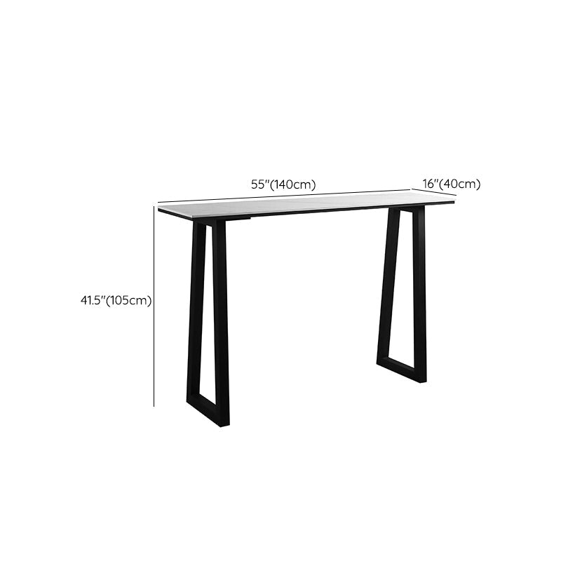 Mesa de bar de piedra sinterizada, mesa de comedor con base de trineo rectangular para cocina y sala de estar