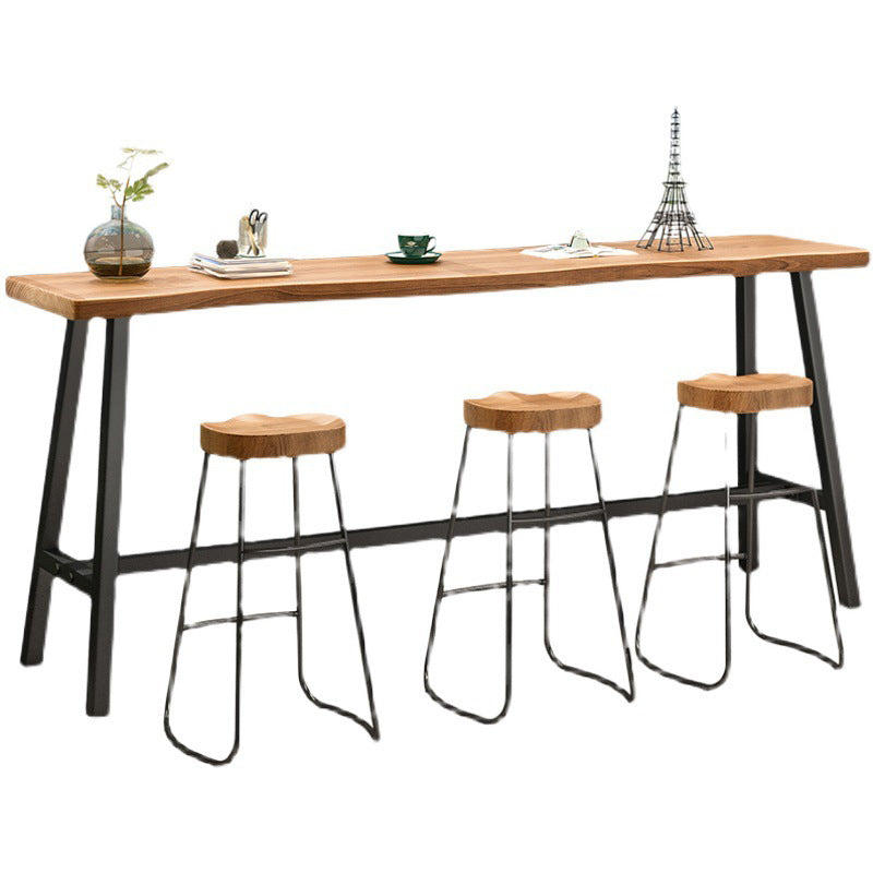 Rectangle Wood Bar Table Trestle Base Dining Table for Kitchen Living Room Clearhalo 'Bar Furniture' 'Bar Tables' 'bar_tables' 'furn' 'furn_bar_tables' 'Furniture' 'Kitchen & Dining Furniture' 6748892