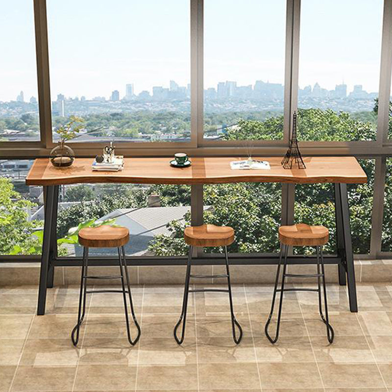 Rectangle Wood Bar Table Trestle Base Dining Table for Kitchen Living Room Clearhalo 'Bar Furniture' 'Bar Tables' 'bar_tables' 'furn' 'furn_bar_tables' 'Furniture' 'Kitchen & Dining Furniture' 6748897
