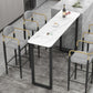 Rectangle Sintered Stone Bar Table Sled Base Dining Table in White 70.9"L x 15.7"W x 41.3"H Without Chairs Clearhalo 'Bar Furniture' 'Bar Tables' 'bar_tables' 'furn' 'furn_bar_tables' 'Furniture' 'Kitchen & Dining Furniture' 6748907