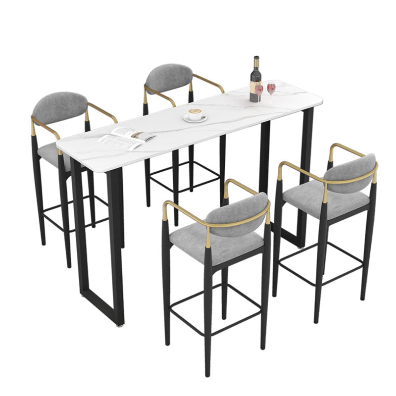 Rectangle Sintered Stone Bar Table Sled Base Dining Table in White Clearhalo 'Bar Furniture' 'Bar Tables' 'bar_tables' 'furn' 'furn_bar_tables' 'Furniture' 'Kitchen & Dining Furniture' 6748910